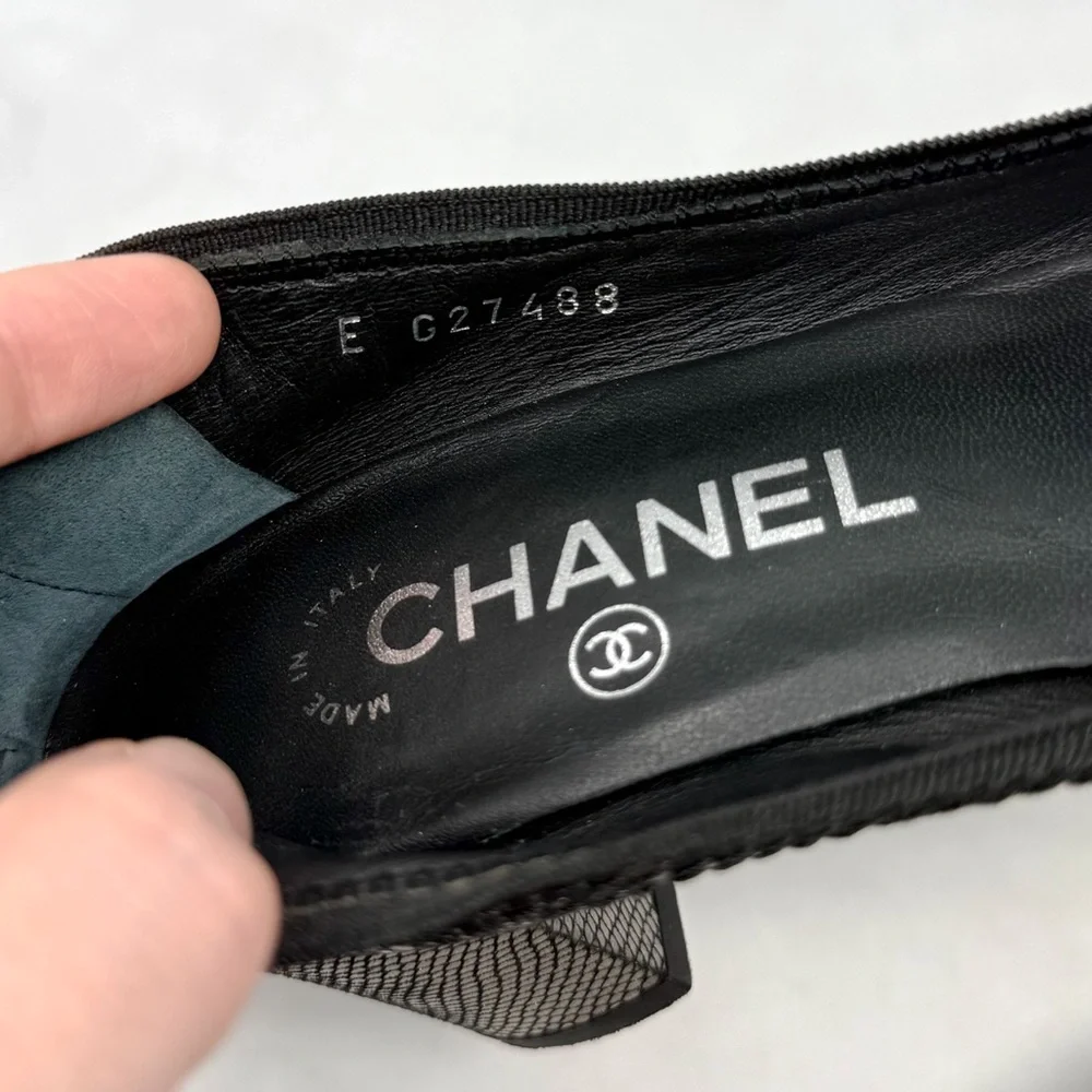 CHANEL Vintage Y2K Metallic Leather Heeled Ballet Ballerina Pump Heel Shoes 36